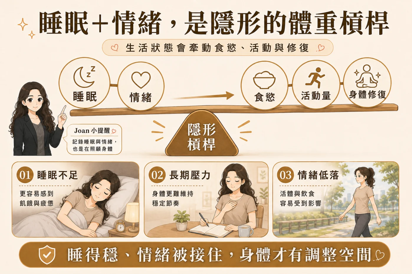 睡眠與情緒如何影響食慾、活動與身體修復