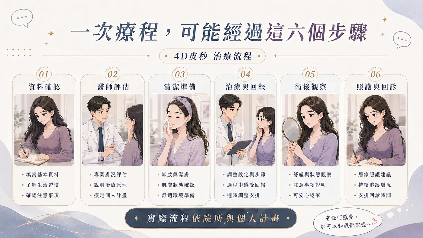 一次4D 皮秒療程可能經過的流程