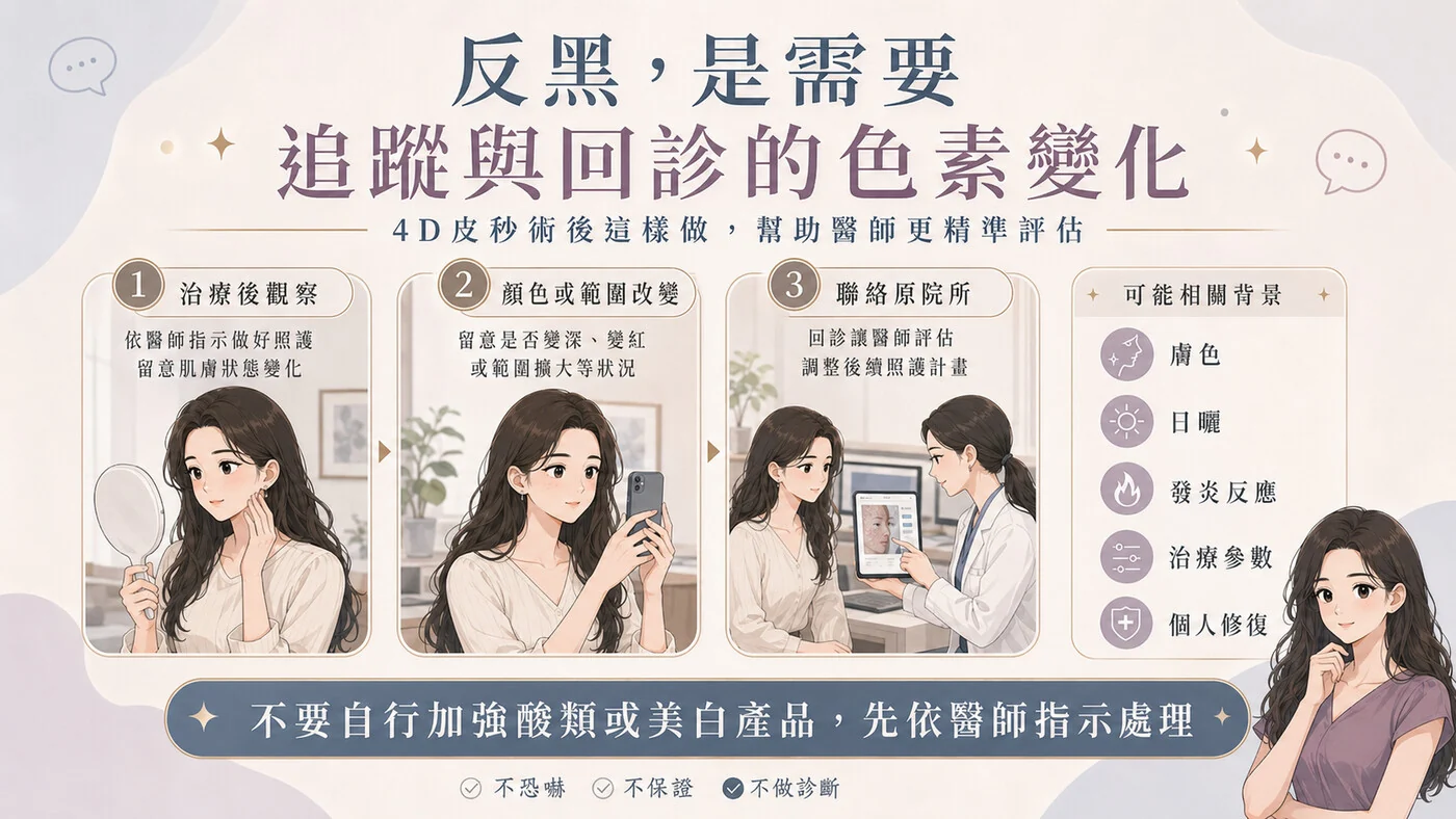 反黑與療程後色素變化的追蹤