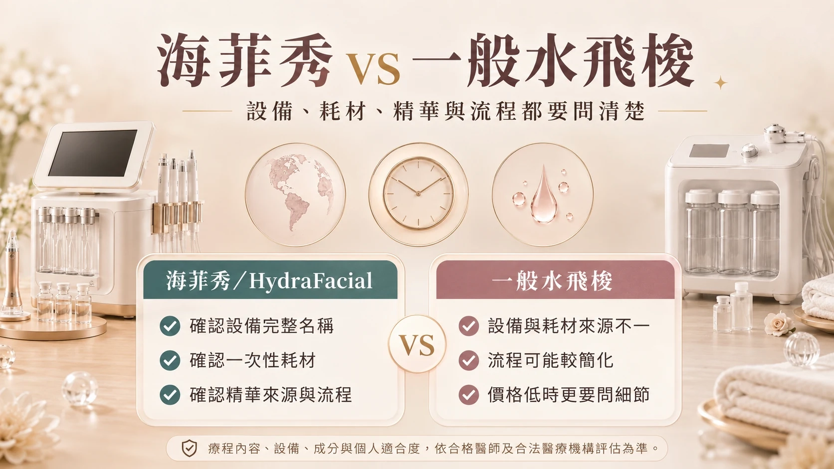比較重點：海菲秀與一般水飛梭的設備、耗材與流程差異