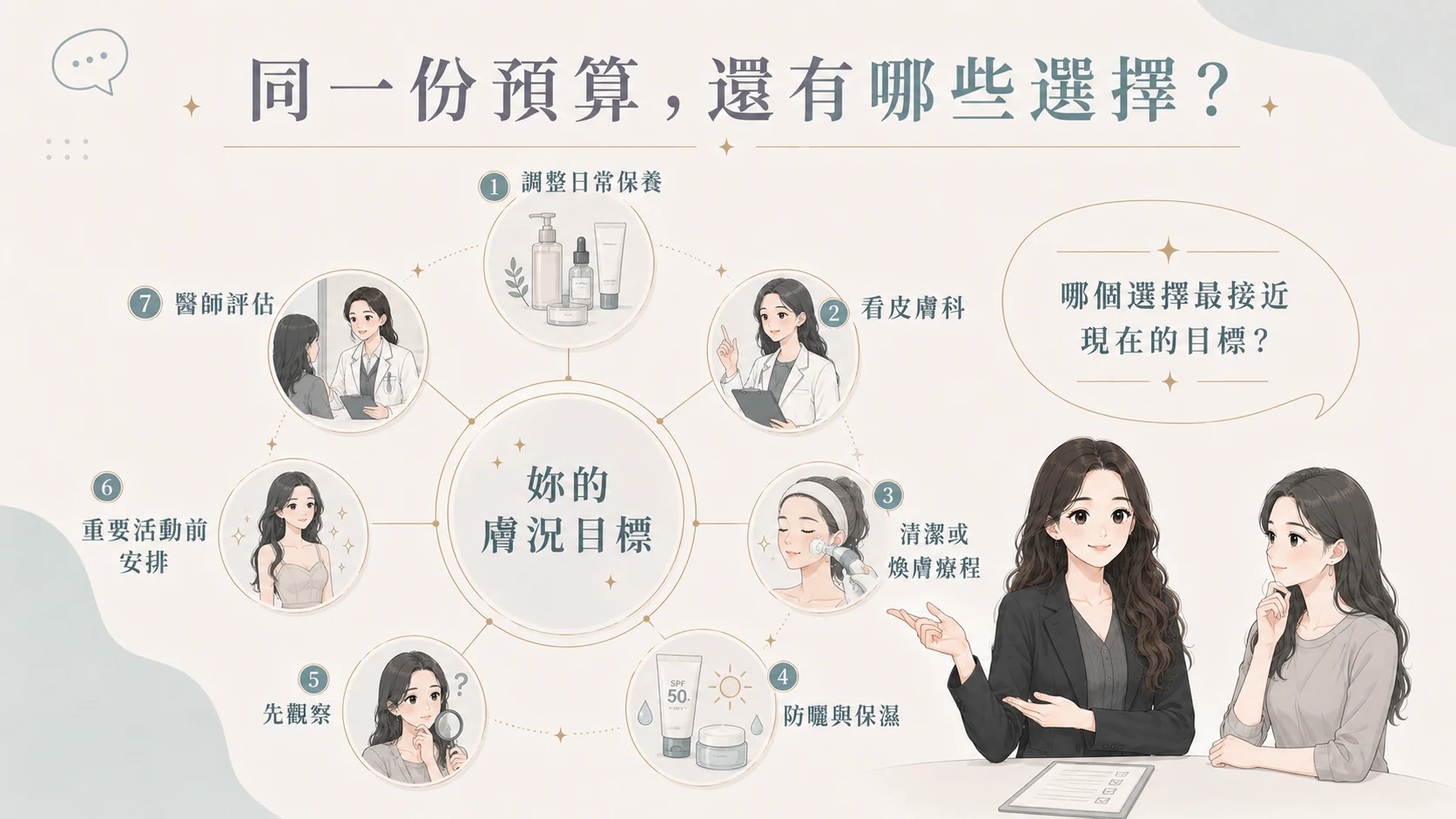同一份預算的膚況選擇