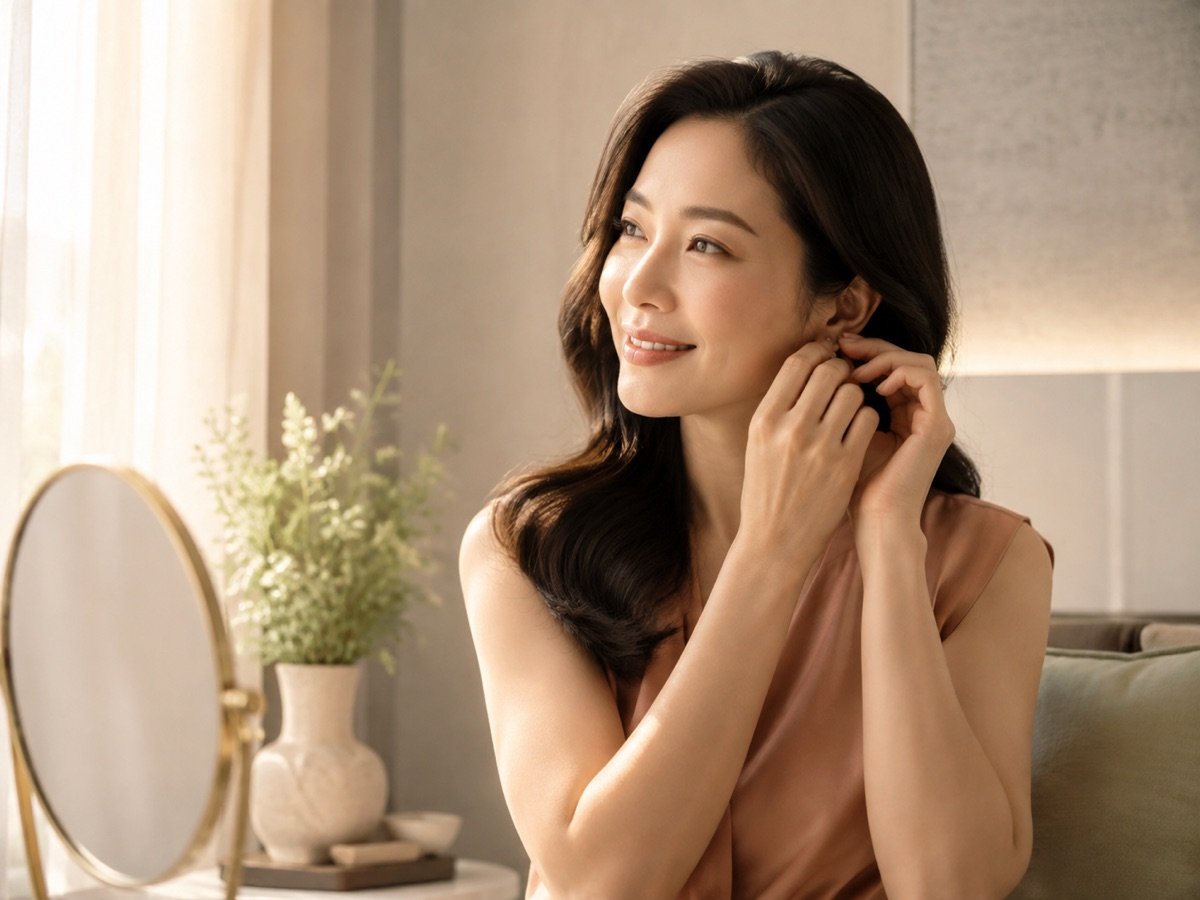 女性為重要時刻從容整理耳飾